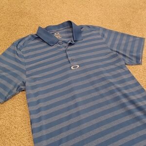 Oakley O-Hydrollix Blue Striped Polo Golf Shirt Mens Size XL Regular